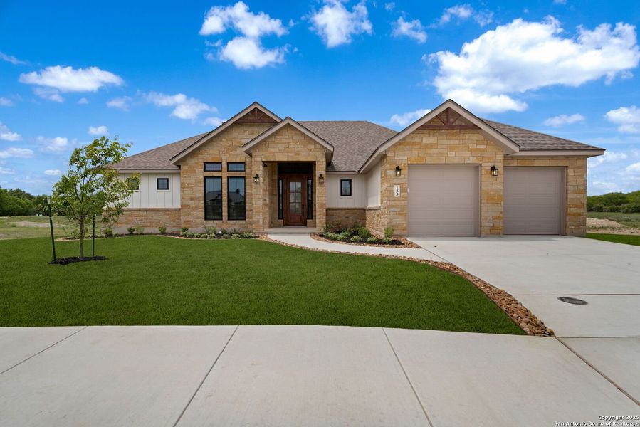 Front exterior of a new home in , Castroville, TX, highlighting curb appeal (Image 29). Front exterior of a new home in , Castroville, TX, highlighting curb appeal (Image 29).