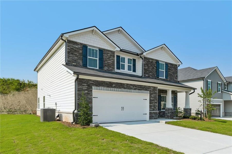 Front exterior of a new home in Preserve at Mountain Creek, Pendergrass, GA, highlighting curb appeal (Image 19).