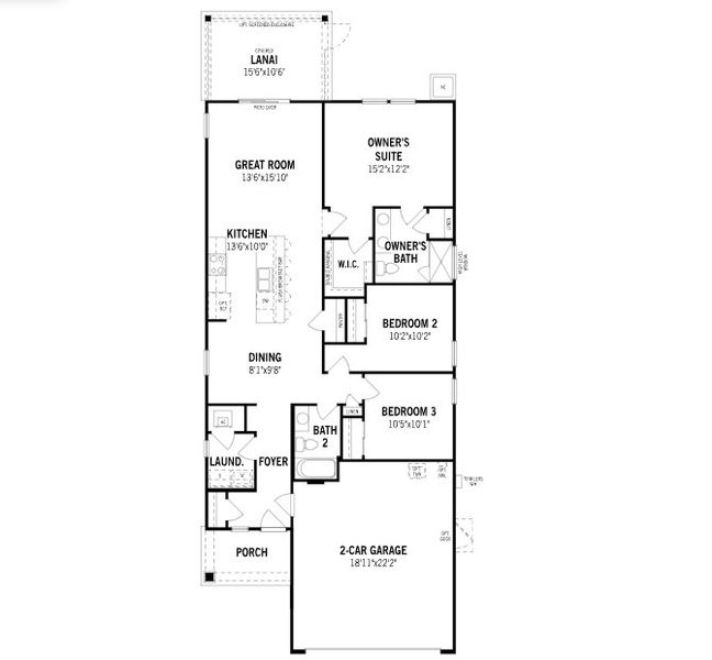 2D floor plan layout for the Arabelle by Mattamy Homes in RiverTown - Forest, St. Johns, FL (Image 3).