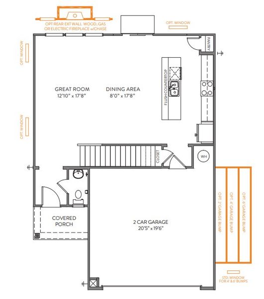 2D floor plan layout for the TA1800 by True Homes in Morrow Brook, Albemarle, NC (Image 5).
