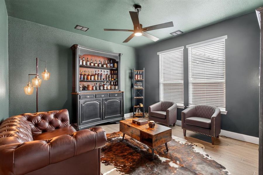 Owners have transformed the office into a fun, moody speakeasy. Whiskey collection does NOT convey! Sorry! Owners have transformed the office into a fun, moody speakeasy. Whiskey collection does NOT convey! Sorry!