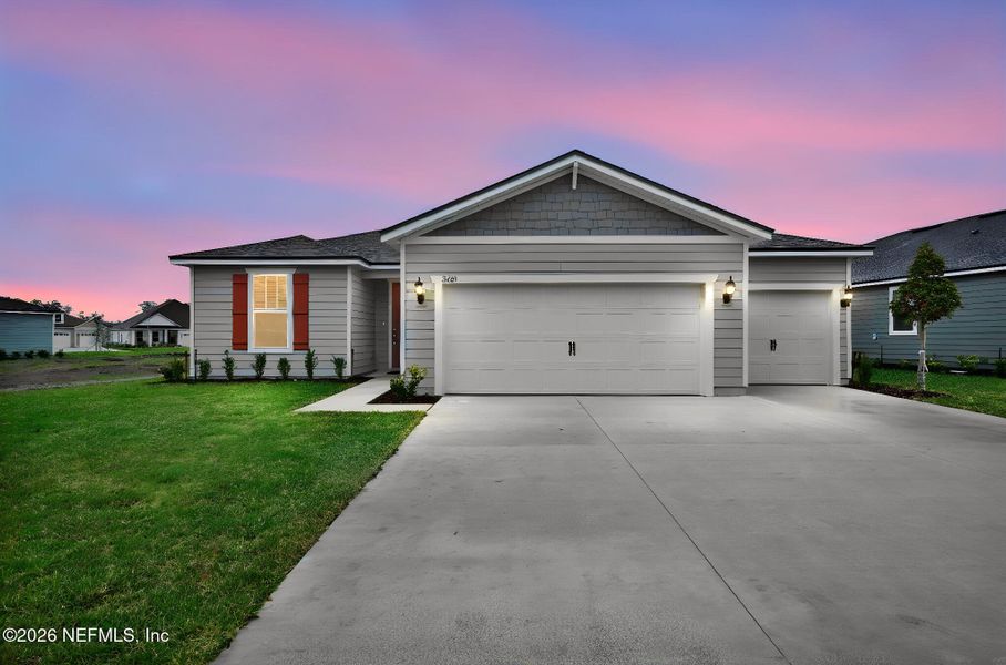 Front exterior of a new home in Hyland Trail, Green Cove Springs, FL, highlighting curb appeal (Image 2). Front exterior of a new home in Hyland Trail, Green Cove Springs, FL, highlighting curb appeal (Image 2).