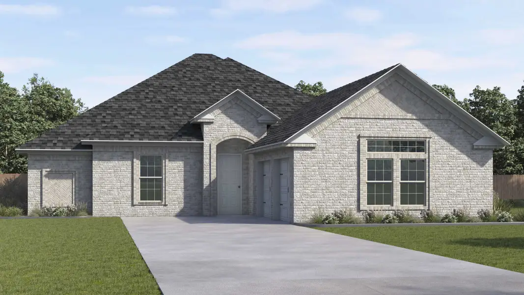 Front exterior of a new home in Peachtree Meadows, Rockwall, TX, highlighting curb appeal (Image 1). Front exterior of a new home in Peachtree Meadows, Rockwall, TX, highlighting curb appeal (Image 1).