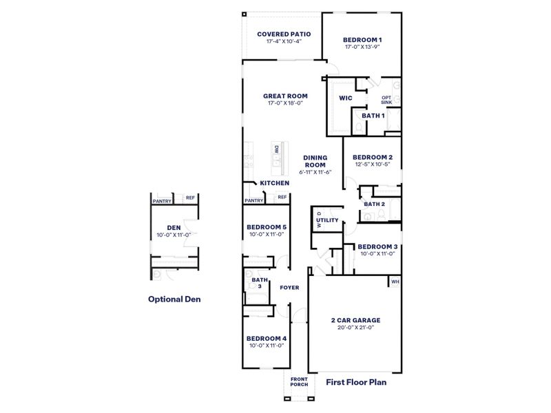 2D floor plan layout for the Hayden by D.R. Horton in Remington, Buckeye, AZ (Image 1).