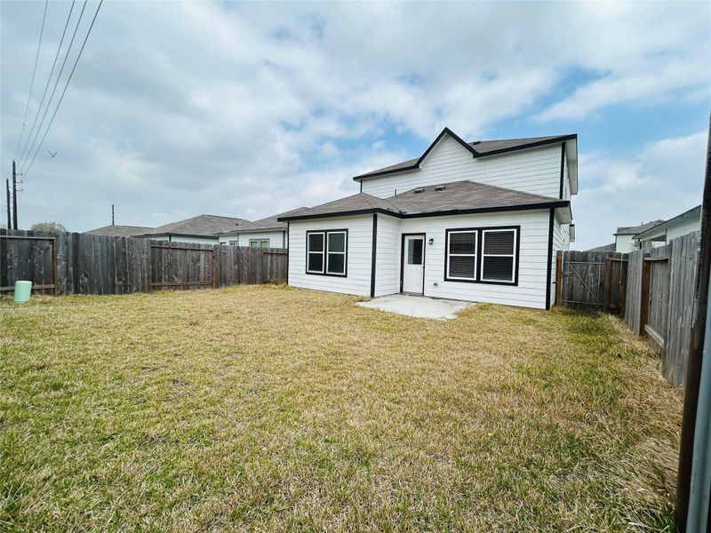 Exterior details and patio area of a home in Barrett Crossing, Crosby (Image 15). Exterior details and patio area of a home in Barrett Crossing, Crosby (Image 15).