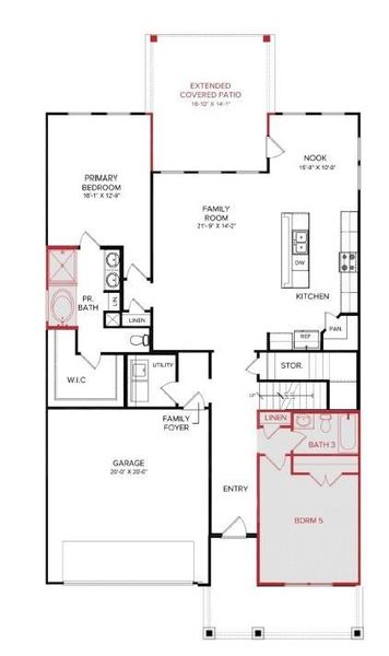 2D floor plan layout of this home in Sunterra, Katy, TX (Image 4).