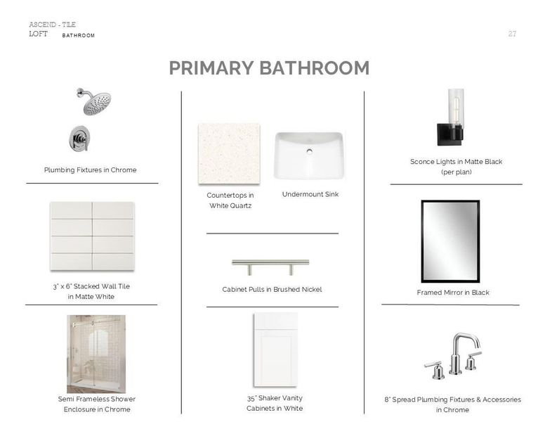 Loft Look Palette 6: Primary Bathroom (*Artist rendering used for illustration purposes only.)