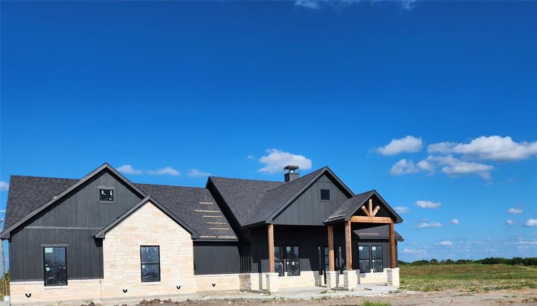 View of modern inspired farmhouse