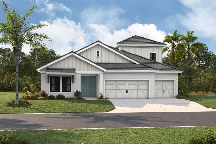 Representative exterior photo of a completed home built from the Biscayne II by Homes by WestBay in Two Rivers, Zephyrhills, FL (Image 33).