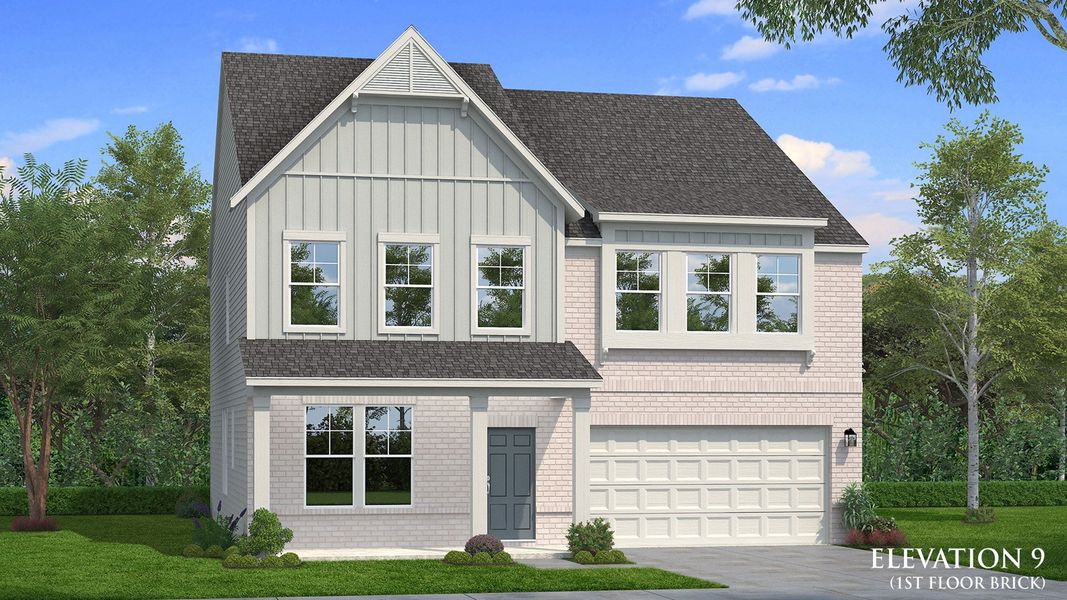 Front exterior of a new home in Hamilton Lakes, Lawrenceville, GA, highlighting curb appeal (Image 26). Front exterior of a new home in Hamilton Lakes, Lawrenceville, GA, highlighting curb appeal (Image 26).