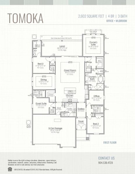 2D floor plan layout for the Tomoka by Riverside Homes in Hidden Creek at SilverLeaf Phase 1, St. Augustine, FL (Image 5).