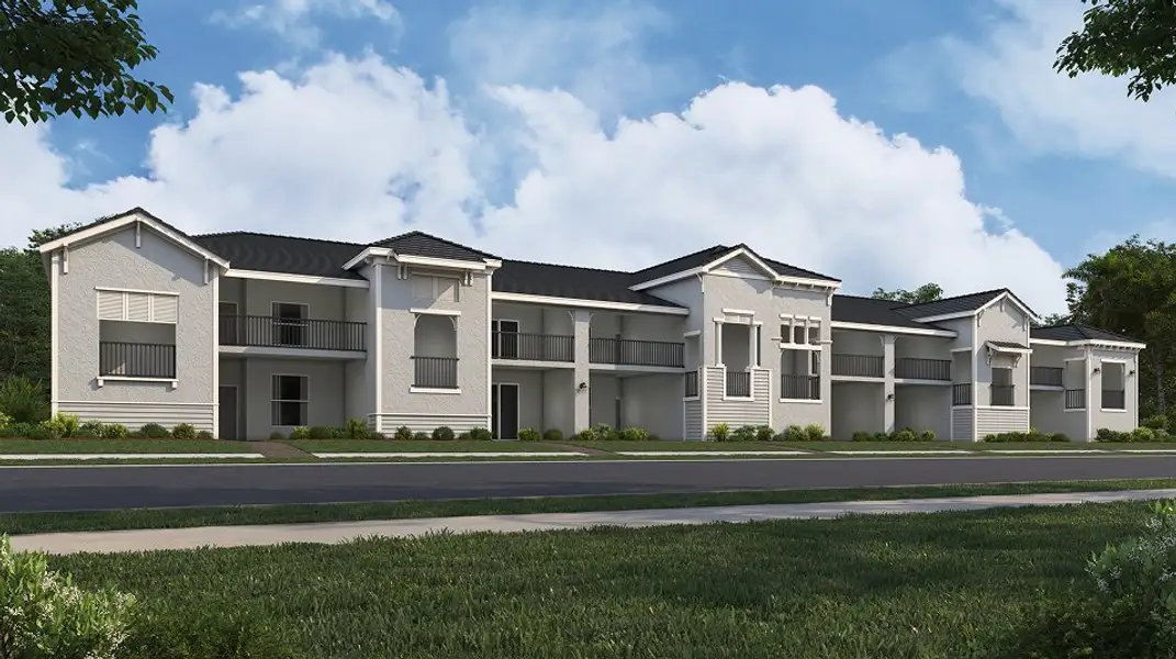 Front exterior of a new home in Webbs Reserve at Babcock Ranch, Punta Gorda, FL, highlighting curb appeal (Image 1). Front exterior of a new home in Webbs Reserve at Babcock Ranch, Punta Gorda, FL, highlighting curb appeal (Image 1).