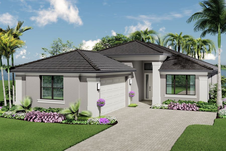 Representative exterior photo of a completed home built from the Costa by GL Homes in Valencia Parc at Riverland, Port St. Lucie, FL (Image 2).