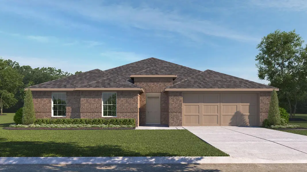 Representative exterior photo of a completed home built from the Irving by D.R. Horton in Marlow Lake, Texas City, TX (Image 1). Representative exterior photo of a completed home built from the Irving by D.R. Horton in Marlow Lake, Texas City, TX (Image 1).