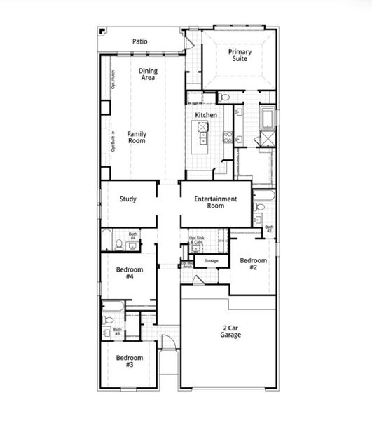 2D floor plan layout for the Surrey by Highland Homes in Landmark, Denton, TX (Image 5).
