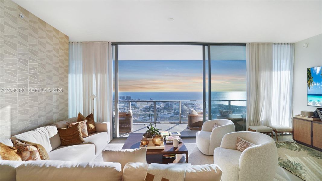 Furnished interior view inside a new home in , Miami Beach (Image 10). Furnished interior view inside a new home in , Miami Beach (Image 10).