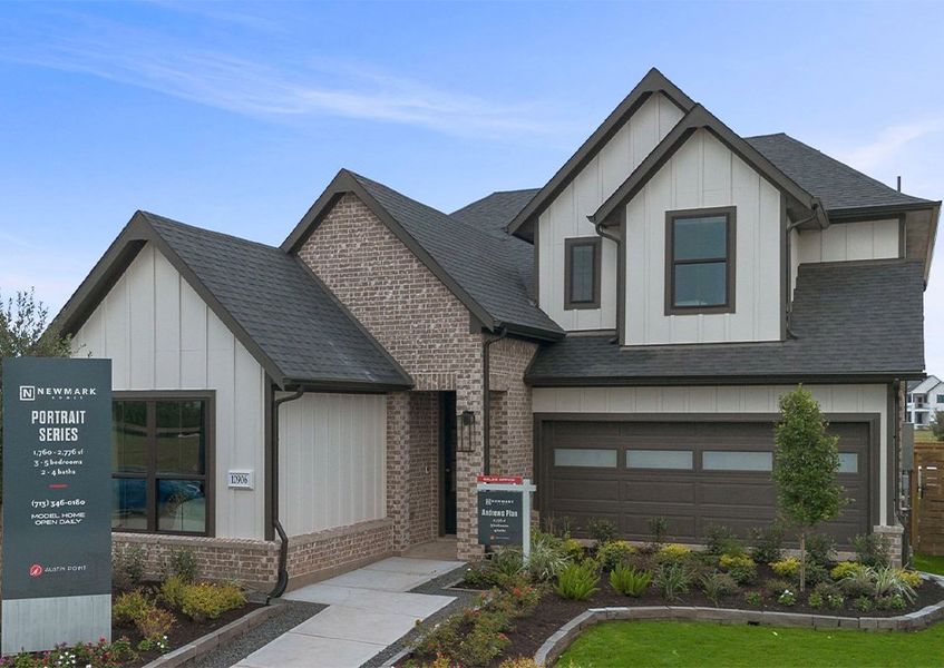 Front exterior of a new home in Austin Point, Richmond, TX, highlighting curb appeal (Image 20). Front exterior of a new home in Austin Point, Richmond, TX, highlighting curb appeal (Image 20).