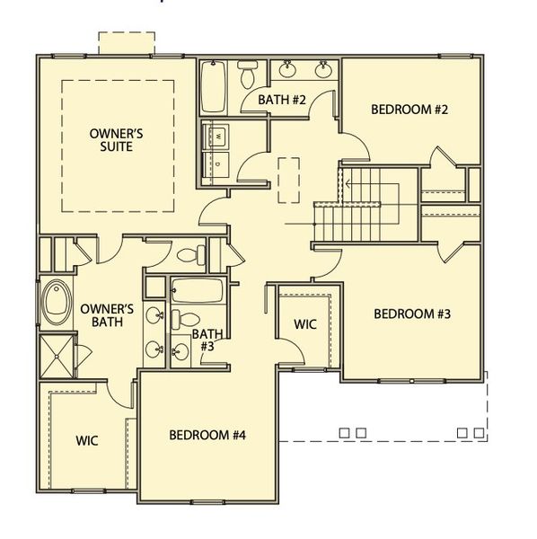 2D floor plan layout for the Chatsworth by Kerley Family Homes in The Reserve at Chapel Hill Phase II, Douglasville, GA (Image 5).