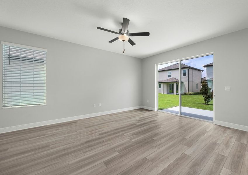 Sliding door that leads to the backayrd in the family room