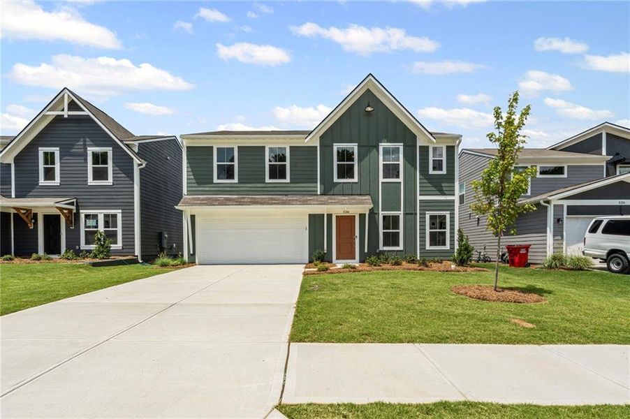Front exterior of a new home in Crossvine Estates, Braselton, GA, highlighting curb appeal (Image 27).