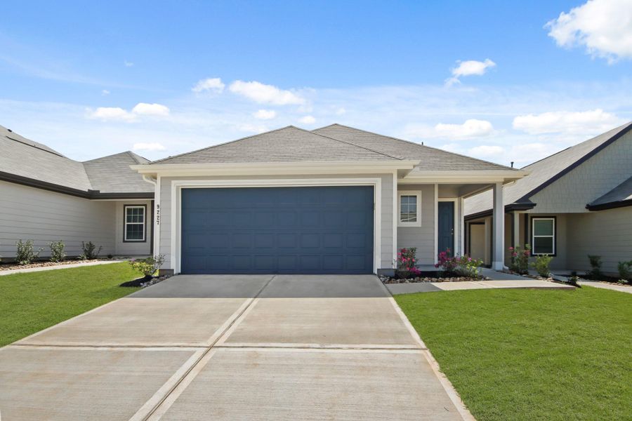 Front exterior of a new home in Ridgeland Hills, Willis, TX, highlighting curb appeal (Image 1). Front exterior of a new home in Ridgeland Hills, Willis, TX, highlighting curb appeal (Image 1).
