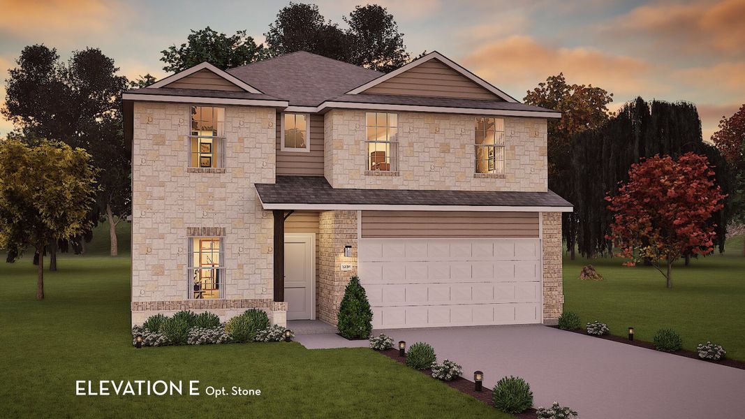 Representative exterior photo of a completed home built from the Concho by CastleRock Communities in Sunfield, Buda, TX (Image 21).