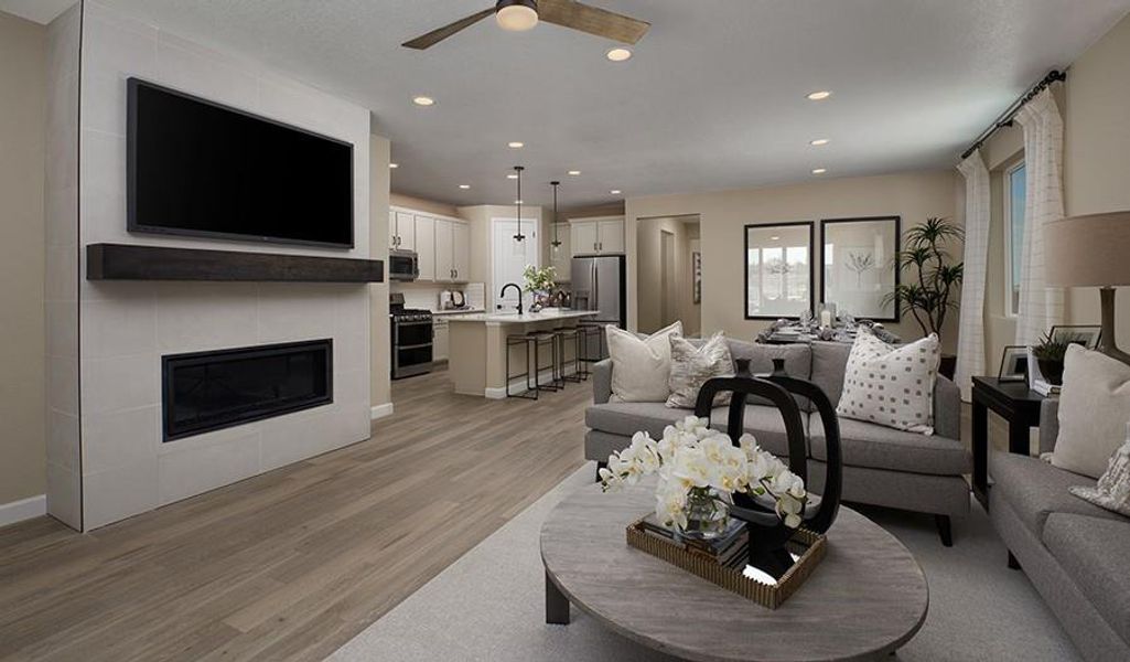 Open Concept Floorplan - Great Room to Dining & Kitchen - Representative Photo