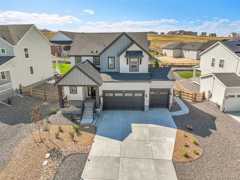 Front exterior of a new home in Independence: The Pioneer Collection, Elizabeth, CO, highlighting curb appeal (Image 25).