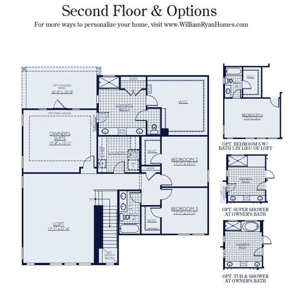 2D floor plan layout for the Cottonwood by William Ryan Homes in Alta Vida at Westpark, Buckeye, AZ (Image 5).
