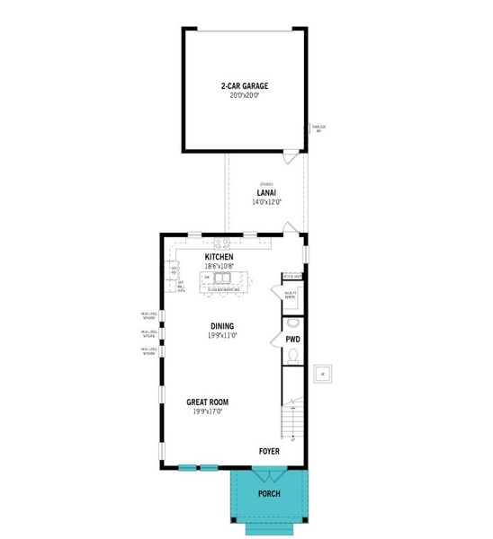 2D floor plan layout of this home in Newfield - Rosette Park, Palm City, FL (Image 4).