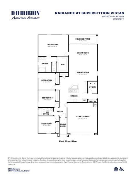 2D floor plan layout for the Kingston by D.R. Horton in Radiance at Superstition Vistas, Apache Junction, AZ (Image 5).