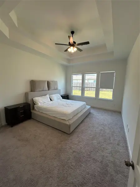 Grand owner's retreat featuring a stylish coffered ceilling Grand owner's retreat featuring a stylish coffered ceilling