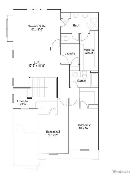 2D floor plan layout of this home in Parterre: Paired Homes, Thornton, CO (Image 1). 2D floor plan layout of this home in Parterre: Paired Homes, Thornton, CO (Image 1).