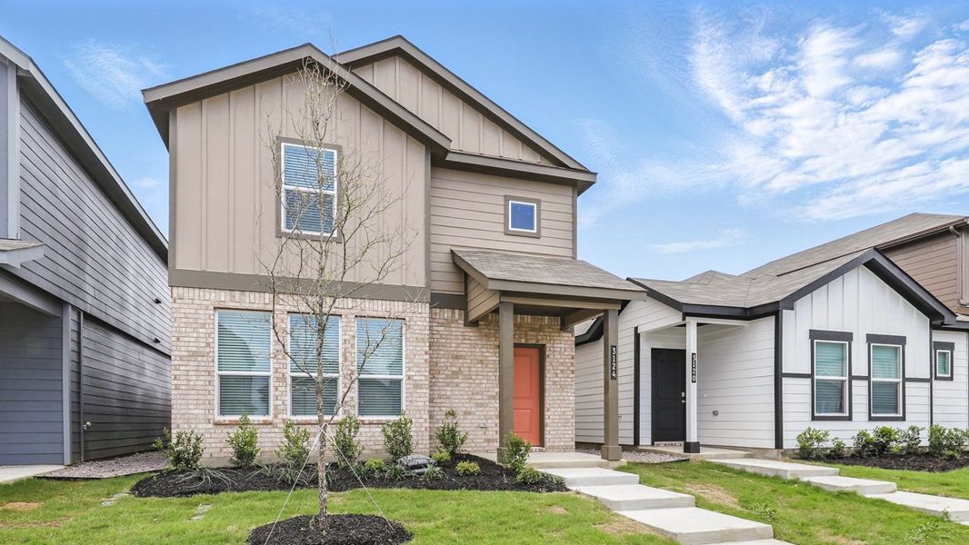 Representative exterior photo of a completed home built from the ALMOND by D.R. Horton in Orchard Village, Fort Worth, TX (Image 20). Representative exterior photo of a completed home built from the ALMOND by D.R. Horton in Orchard Village, Fort Worth, TX (Image 20).