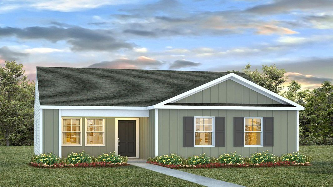 Representative exterior photo of a completed home built from the Curtis by D.R. Horton in Sutton Farm, Loris, SC (Image 10).