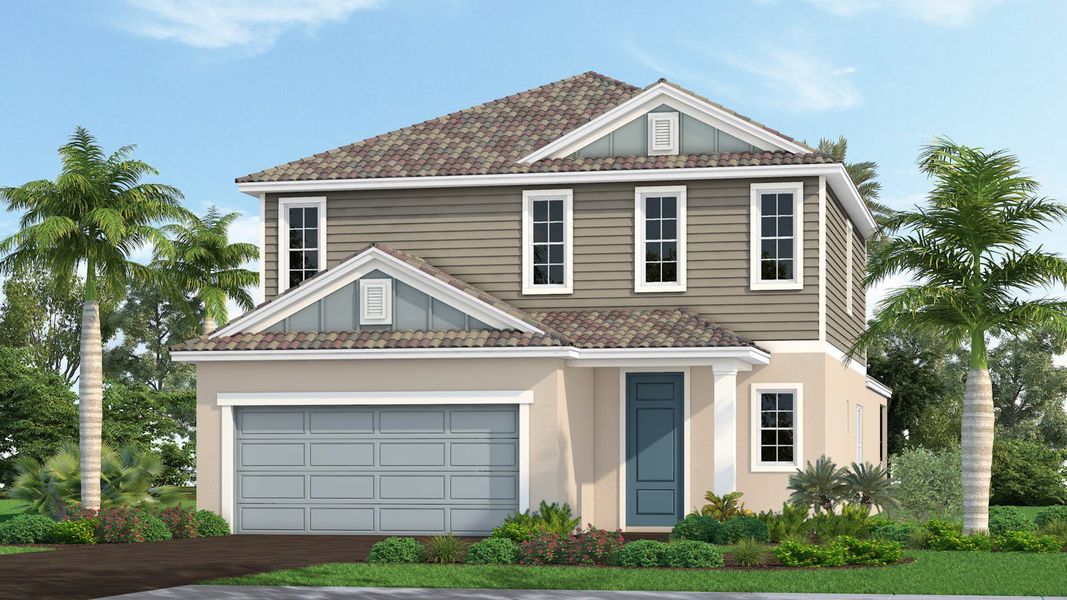 Front exterior of a new home in Windward Real Estate and Homes for Sale in Sarasota, FL - Neal Communities, Lakewood Ranch, FL, highlighting curb appeal (Image 1). Front exterior of a new home in Windward Real Estate and Homes for Sale in Sarasota, FL - Neal Communities, Lakewood Ranch, FL, highlighting curb appeal (Image 1).