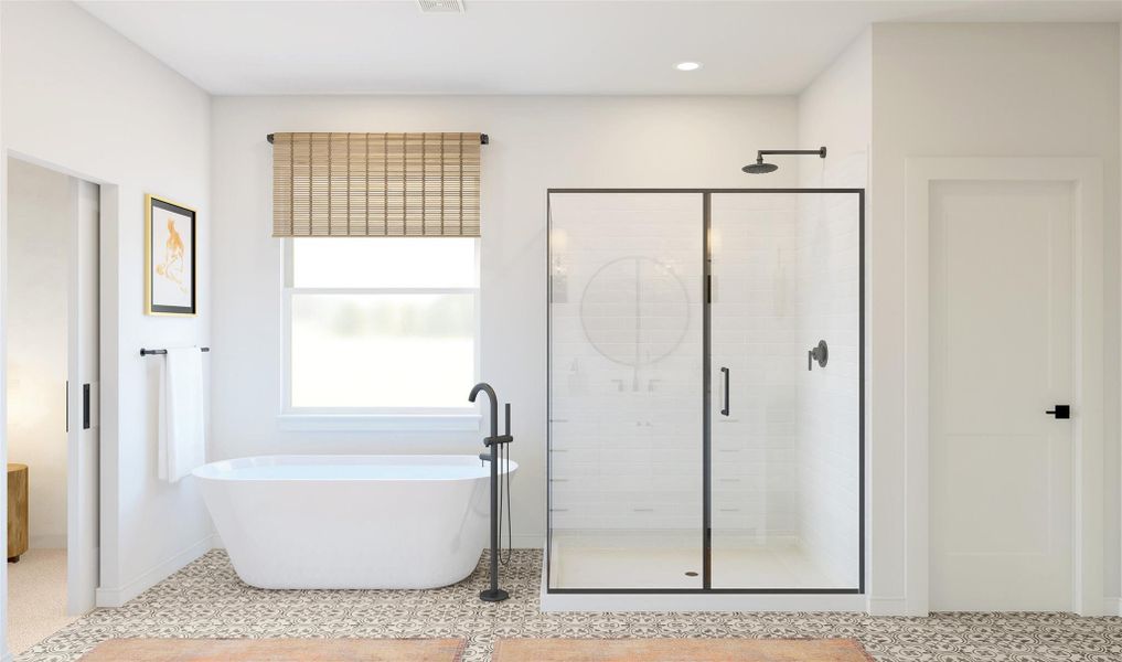 Serene primary bath (*Artist rendering used for illustration purposes only.) Serene primary bath (*Artist rendering used for illustration purposes only.)