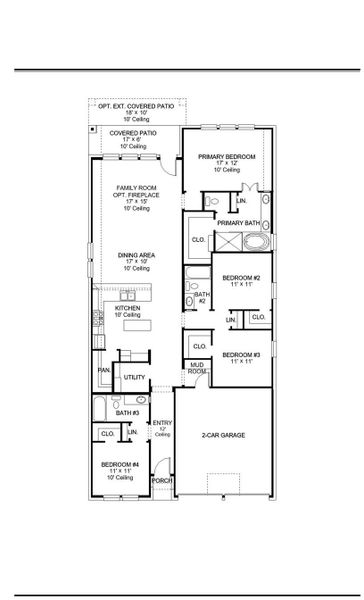 2D floor plan layout of this home in 6 Creeks, Kyle, TX (Image 3).