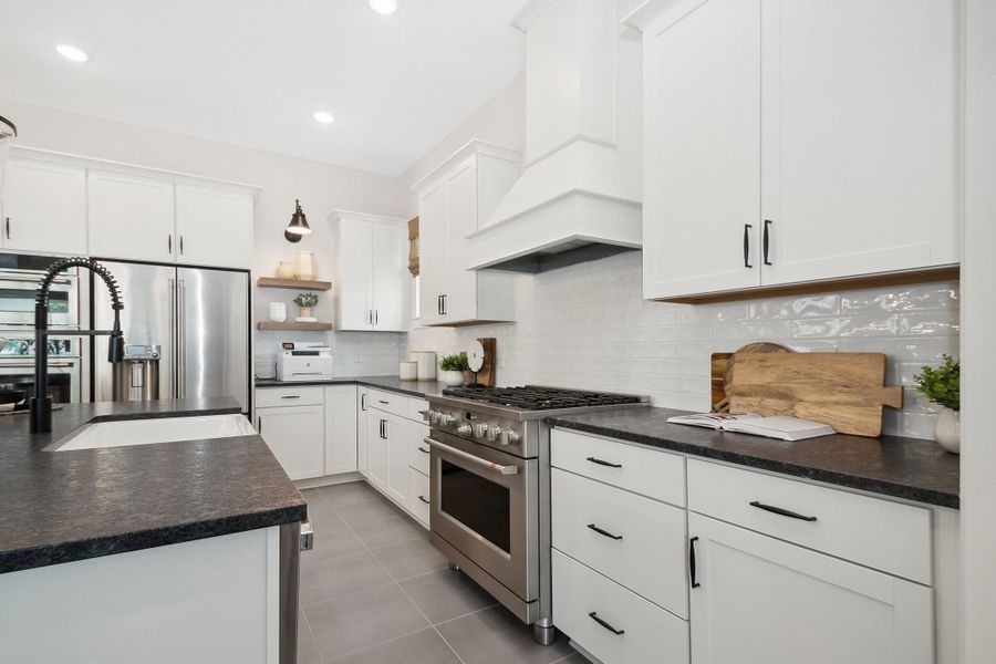 Kitchen with subway tile backsplash