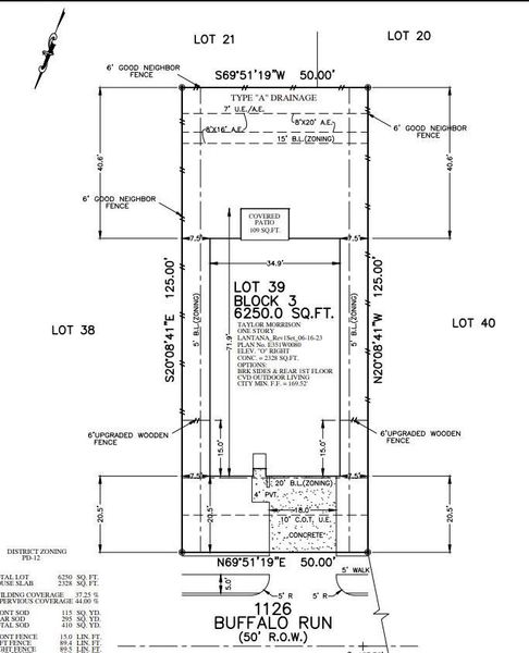 1126 Buffalo Run preliminary plot plan