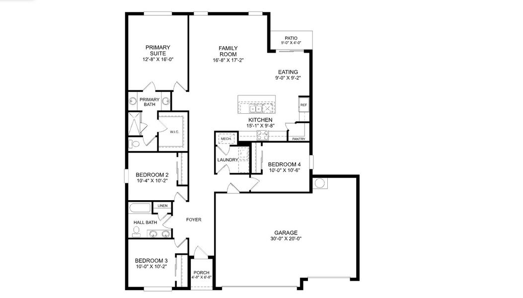 2D floor plan layout of this home in Country Club Estates, Palm Bay, FL (Image 2).