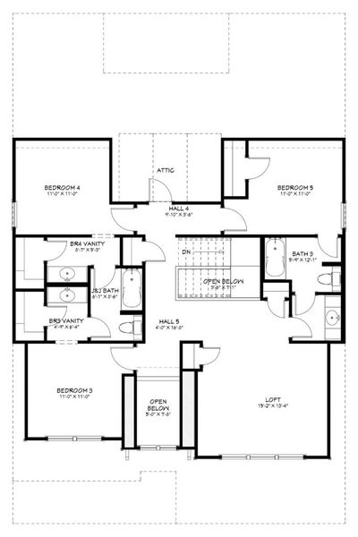 2D floor plan layout for the Angelina by Flintrock Builder in Rancho San Gabriel, Georgetown, TX (Image 4).
