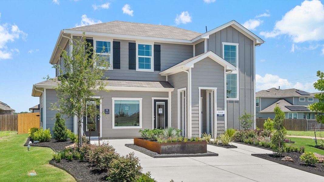 Front exterior of a new home in Talavera, Kyle, TX, highlighting curb appeal (Image 23). Front exterior of a new home in Talavera, Kyle, TX, highlighting curb appeal (Image 23).