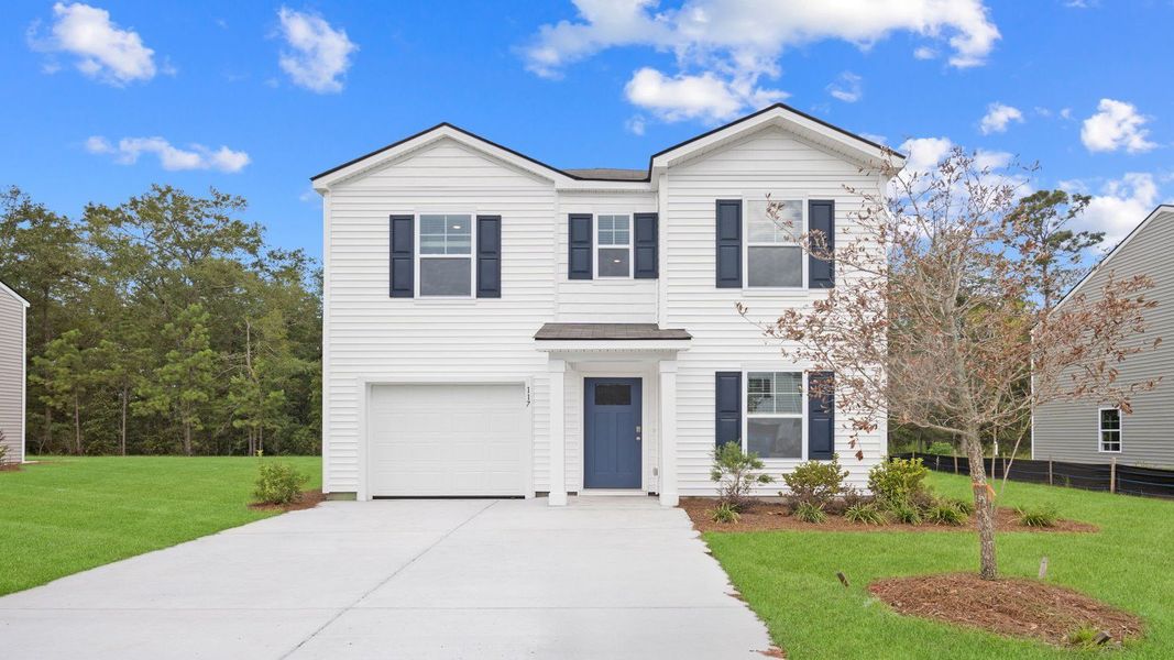 Front exterior of a new home in Longleaf Village, Rincon, GA, highlighting curb appeal (Image 1).