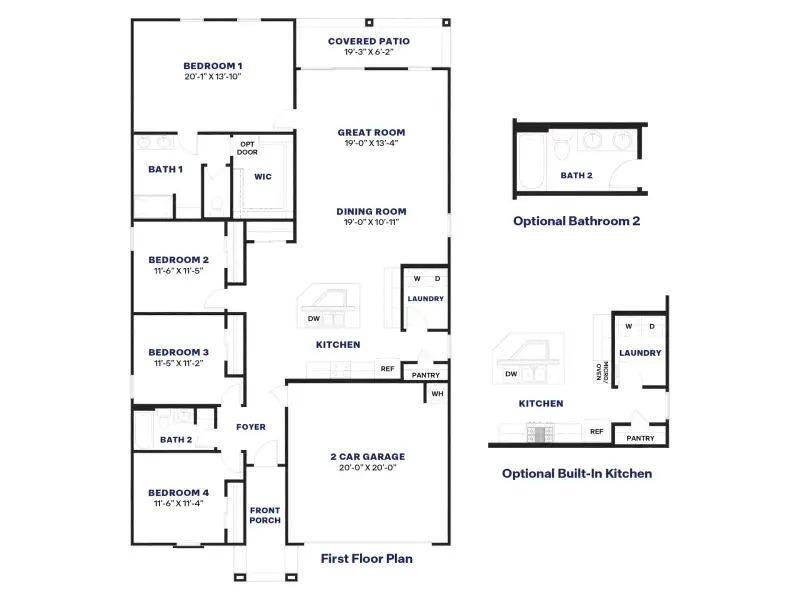 2D floor plan layout for the Kingston by D.R. Horton in Windrose, Waddell, AZ (Image 3). 2D floor plan layout for the Kingston by D.R. Horton in Windrose, Waddell, AZ (Image 3).