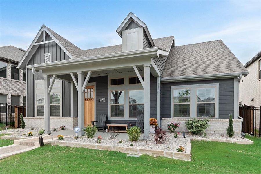 Exterior details and patio area of a home in Karis - Village Series, Crowley (Image 3). Exterior details and patio area of a home in Karis - Village Series, Crowley (Image 3).