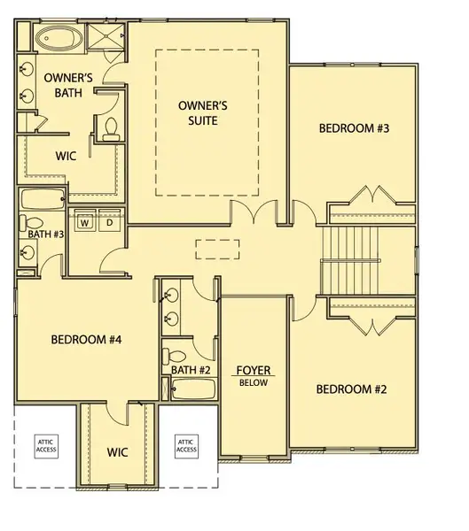 2D floor plan layout for the Alexander by Kerley Family Homes in Springside Reserve, Powder Springs, GA (Image 4).