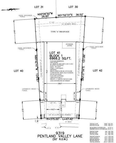 9319 Pentland Valley Lane Preliminary Plot