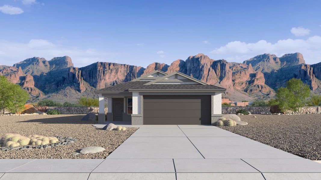 Representative exterior photo of a completed home built from the Amber by D.R. Horton in Elena Trails, Maricopa, AZ (Image 21). Representative exterior photo of a completed home built from the Amber by D.R. Horton in Elena Trails, Maricopa, AZ (Image 21).