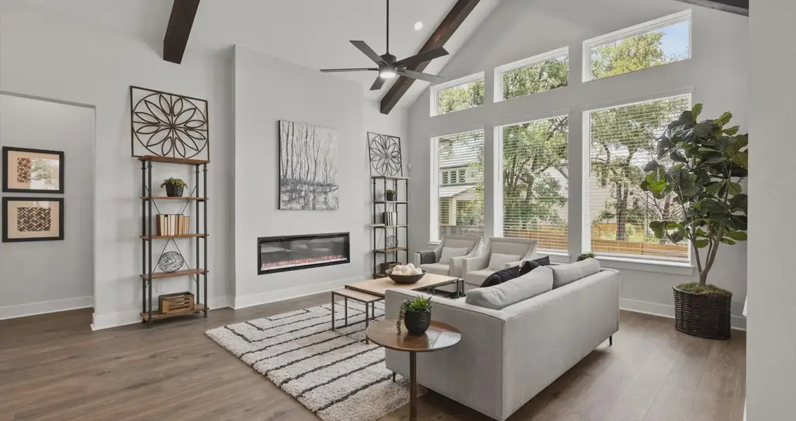 Representative furnished interior of a home built from the Mia by Chesmar Homes in Sunfield, Buda (Image 7). Representative furnished interior of a home built from the Mia by Chesmar Homes in Sunfield, Buda (Image 7).